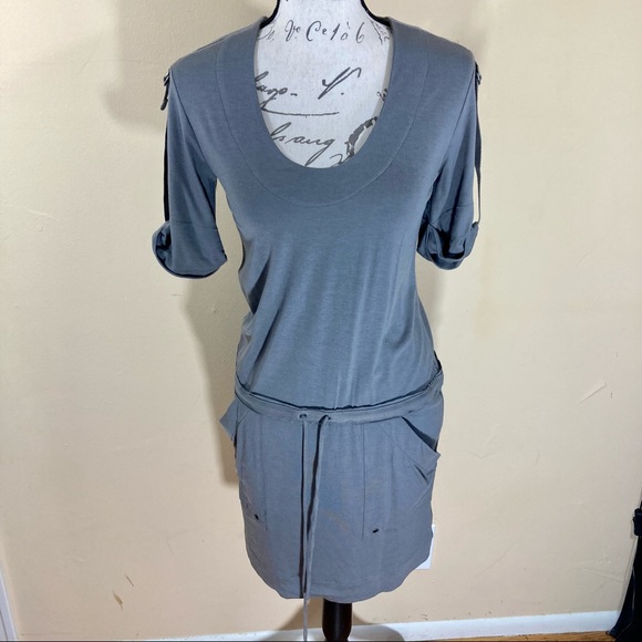 Banana Republic Dresses & Skirts - Banana Republic Mason Cargo Gray Jersey Drawstring Dress XS